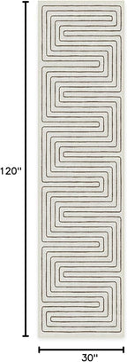 RUGGABLE x Jonathan Adler Machine Washable Modern Runner Rug – Labyrinth Camel/Ivory 2.5x10, Stain-Resistant, Non-Slip – Washable Rug for Hallway, Entryway, Living Room & Kitchen–with Standard Pad