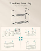 SONGMICS Shoe Rack, 2-Tier Shoe Organizer, Metal Storage Shelf, Upright or Upside Down, for 3-6 Pairs, Stackable, for Entryway, 11.8 x 16.7 x 14.8 Inches, Black ULSA002B01