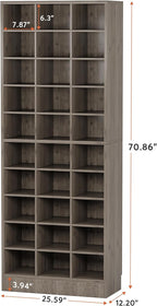 Tribesigns 10-Tier Shoe Storage Cabinet, Gray Wooden Shoe Rack with 30 Cubbies, Freestanding Tall Entryway Shoe Organizer for Closet, Entryway, Living Room