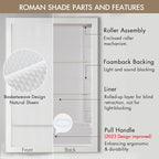 Madison Park Galen Cordless Roman Shade, 29"W x 64"H, Sheen White – Room Darkening, Thermal Insulated, Energy Efficient Window Blind with Subtle Sheen Basketweave Fabric for Privacy
