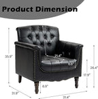 Lumibee Faux Leather Armchair, Contemporary Accent Chair with Nailhead Trims & Wood Legs for Living Room, Upholstered Comfy Arm Chair for Office,Bedroom-Black