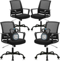 CLATINA Ergonomic Desk Chair, Mid Back Mesh Computer Chair with Lumbar Support and Armrest, Height Adjustable Swivel Chair for Home Office, Black (4PK)