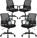 CLATINA Ergonomic Desk Chair, Mid Back Mesh Computer Chair with Lumbar Support and Armrest, Height Adjustable Swivel Chair for Home Office, Black (4PK)