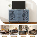 Sideboard Buffet Cabinet with Storage - Accent Storage Cabinet American Furniture, Modern 2 Door 3 Drawer Cabinet, Farmhouse Wood Credenza for Living Room, Dining Room, Entryway (Blue)