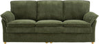 ONBRILL 86.6" Corduroy Couches for Living Room, Comfy 3 Seater Sofa with Pillow-Top Armrest & Dual-Layer Cushions, Mid Century Modern Couch for Bedroom, Apartment, Green