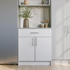 Prepac Elite 36" Tall Storage Cabinet with Doors and Shelves, Multipurpose Garage Cabinet with Large Drawer and Adjustable Shelf, Open Back Storage Furniture for Kitchen, Laundry Room, Garage, White