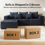 Boneless Sectional Sofa, 100.7" Cloud Sofa with Wide-Wale Corduroy, Deep Seat L Shaped Couch, All-Foam Filled Compressed Couch for Living Room (Black, Corduroy)