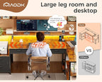 AODK L Shaped Desk with 5 File Drawers, 75" Reversible L Shaped Computer Desk with Power Outlet & LED Strip, Office Desk with Storage Shelves, Gaming Desk with Monitor Shelf, Corner Desk, Vintage