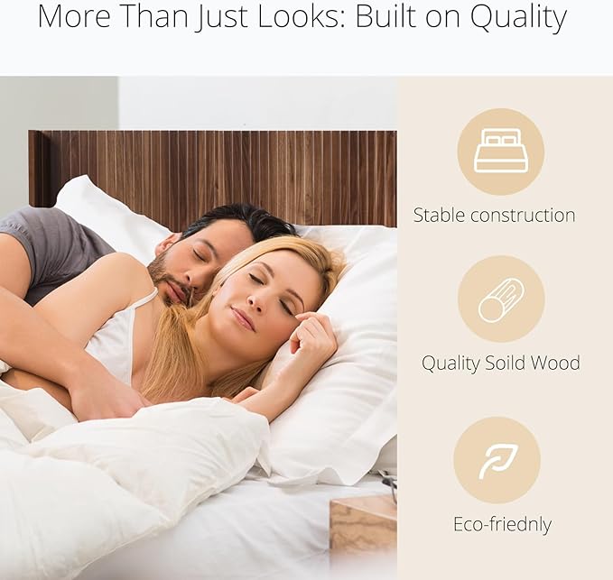 KEIKI Wooden King Size Headboard Only, 80.2" Wide Farmhouse Headboards with Wall Mounted Fluted Panel & Wingback for Bedroom, Walnut Brown