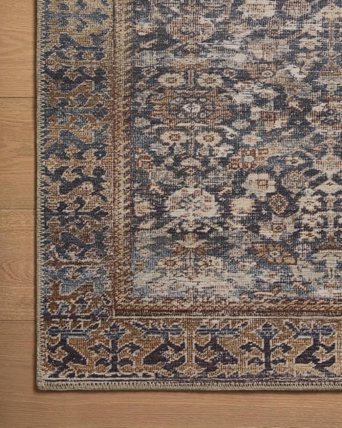 Loloi Amber Lewis Georgie Collection GER-05 Denim/Spice 18" x 18", .19" Pile Height, Sample Rug