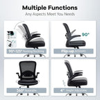 Office Chair,Ergonomic Mesh Desk Chair with Adjustable Lumbar Support,Computer Chair with Flip-up Armrests, Rolling Executive Chairs, Home Office Chair(Black)