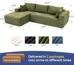 2025 New 108" Cloud Couch Sectional, Modular Sectional Sofa with L-Shaped Chaise, Deep Seat Sectional Modular Couch for Living Room, No Assembly Required (Green, Left Facing Chaise)