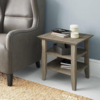 SIMPLIHOME Acadian SOLID WOOD 19 Inch Wide Square Transitional End Table in Distressed Grey, For the Living Room and Bedroom
