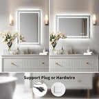 WTTY LED Bathroom Mirror with Backlit and Front Light, 27.5" X 35.4" Stepless Dimmable LED Mirror for Bathroom,Anti-Fog Lighted Bathroom Vanity Mirror Modern,Memory Function,Shatter-Proof