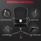 Ergonomic Office Chair - 400LB Comfy Desk Chairs with Adjustable Headrest and Lumbar Back Support, Mesh Computer Chairs with Wheels and Arms for Home Office, Study, Bedroom and Dorm (08black)