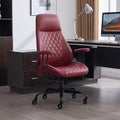 Home Office Desk Chair, Ergonomic High Back Leather Computer Chair with Lumbar Support, Adjustable Height & Recline, Swivel Executive Office Chair with Armrests and Rubber Casters, Red