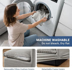 Cloud Modular Sectional Sofa, Waterproof Down Filled Sectional Sofa, High Backrest Loveseat Couch with Ottoman, Modern Modular Couch with Removable Cover, Light Gray