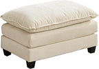 Aoowow Matching Ottomans for Cloud Sofas,Modern Chenille Upholstered Ottoman for Living Room Bedroom,Fluffy Footstool Extention for The Cloud Couches,Soft Comfy Cushioned Footrest (Beige, Ottoman)