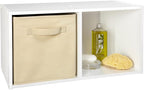 ClosetMaid Cubeicals 2 Cube Storage Shelf Organizer Bookshelf, Stackable or Hanging Wall Mount, Easy Assembly, White Wood Finish