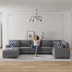 Legend Vansen Modular Sectional Sofa U Shaped Couch with Ottoman Modern Reversible Corner Sectional Couch for Living Room (Dark Grey, U Shaped Sofa-5)