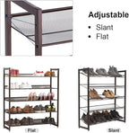 SONGMICS Shoe Rack, 5-Tier Shoe Organizer, Metal Shoe Storage for Garage, Stackable Shoe Shelf, with Adjustable Flat or Angled Shelves, 20-25 Pairs, Bronze ULMR05A