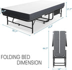 Folding Bed with Mattress for Adults, 75" x 31" Foldable Bed with Side Pocket, Twin Size Metal Bed Frame with Wheels, Portable Rollaway Bed for Guest, Travel