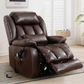 MAEVIS Large Genuine Leather Lift Recliner Chairs, Dual Motor Lift Chiars Recliner for Elderly,Extended Footrest and Lumbar Pillow for Tall Man,Heating and Massage, USB and Type-C Ports(Brown)