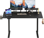 ONBRILL Standing Desk with 2 Adjustable Monitor Shelves, 63 x 24 Inches Electric Stand Up Desk with Memory Controller and Adjustable Height from 28-46 inches for Computer Workstations, All Black