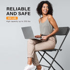 VINGLI 4 Pack Black Plastic Folding Chair, Indoor Outdoor Portable Stackable Commercial Seat with Steel Frame 350lb. Capacity for Events Office Wedding Party Picnic Kitchen Dining