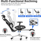 PatioMage Ergonomic Office Chair, Big and Tall Desk Chair with Adjustable Lumbar Support & Seat Depth, High Back Computer Chair, Swivel Mesh Chairs with Wheels for Home Office, Black