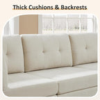 VANOMi 6 Seat Sectional Couches for Living Room, 118" Convertible Modular Cloud Sofa, Comfy Chenille Sofas & Couches for Living Room, Apartment, Office, Beige, L/U Shaped