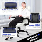 High Back Executive Office Chair - Ergonomic Computer Desk With Rocking Function, Leather Managerial With Adjustable Flip-Up Armrests and Lumbar Support