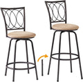 VECELO Adjustable Counter Stools, Bar Stools with 360 Degree Swivel Seat Top and Comfortable Round Seat Cushions,Steel Bistro Pub Chairs