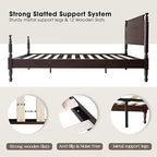King Size Solid Wood Platform Bed Frame with Headboard & Footboard, 12 Strong Slats Base, Central Metal Legs, No Box Spring Needed, Easy Assembly, Anti-Noise & Slip-Free, Dark Roast Oak Finish, ROK-32