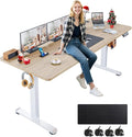 farexon Electric Standing Desk Adjustable Height, 70.8 x 27.5 Inch Sit Stand up Desk with Large Mouse Pad, Double Metal Hook,4 Wheels,4 Memory Preset Heights Home Office Computer Desk,Oak Grey