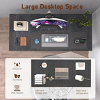 55'' Computer Desk with Deeper Desktop, Home Office Desk Workstation with Sturdy Metal Frame, Modern Simple Desk for Gaming Studying Writing, Black