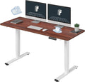 FLEXISPOT E6 Standing Desk 3 Stages Dual Motor Electric 60x24 Inch Whole-Piece Board Height Adjustable Electric Sit Stand Desk(White Frame + Mahogany Desktop, 2 Packages)
