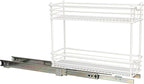 Household Essentials Glidez Multipurpose Paint-Finished Steel Pull-Out/Slide-Out Storage Organizer with Plastic Liners for Under Cabinet Use - 2-Tier Design, White