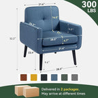Accent Chair Set of 2, Fabric Modern Chair with Wooden Frame, Cozy Armchair Reading Chair with Comfy Back for Apartment, Living Room, Bedroom, Waiting Room, Small Space, Corner, Blue