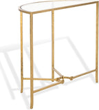 SAFAVIEH Couture Collection Tauri Brass Metal Glass Top Half Moon Console Table (Fully Assembled)