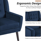 Lumibee Accent Chair, Modern Velevet Armchair for Living Room, Comfy Upholstered Arm Chair Tufted for Indoor Bedroom Office Room (Royal Blue Velvet)