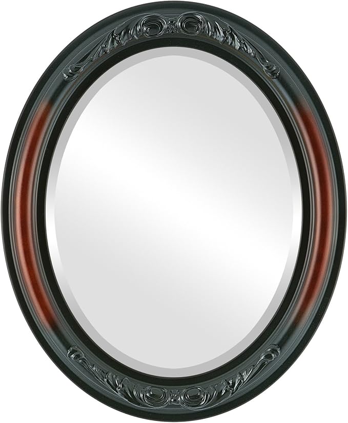 OVALCREST Oval Beveled Wall Mirror for Home Decor - Florence Style - Rosewood - 24" x 20"