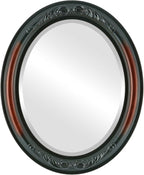 OVALCREST Oval Beveled Wall Mirror for Home Decor - Florence Style - Rosewood - 34" x 28"