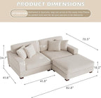 Modular Sectional Couches for Living Room, Modern Loveseat 2-Seater Sofa Couch with Ottoman, Upholstered Couches for Living Room Bedroom, Beige