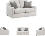 Signature Design by Ashley Maitelynn Contemporary Loveseat with Accent Pillows, Reversible Cushions and Sloped Arms, Light Gray