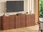 Evermagin 94.5" Walnut Buffet Cabinet with Storage, Large Sideboard Cabinet, Mid Century Modern Accent Credenza, Fluted Console Table with Doors for Dining Room, Kitchen, and Living Room