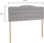 Upholstered Twin Headboard, Button Diamond Tufted Headboards with Adjustable Height and Solid Wood Leg, Linen Fabric Padded Headboard for Twin Size Bed, Mordern Head Board, Grey