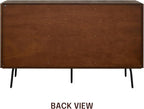 NTC MOSSIC Modern Sideboard with 3 Doors, Natural Rattan Storage Cabinet, Buffet with Metal Legs, Boho Accent Cabinet for Living Room, and Entryway, Effortless Assembly - Dark Walnut