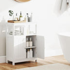 Tangkula Bathroom Storage Cabinet, Freestanding Floor Organizer with 2 Doors & 1 Adjustable Shelf, Modern Home Bathroom Furniture for Living Room Entryway Kitchen (Cabinet, White)
