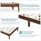 Full Bed Frame, Mid Century Platform Bed Frame with Ladder Headboard, Malaysian Oak Bedframe with Solid Wood Foundation, Noise-Free, Easy Installation, Full Size, Antique Espresso